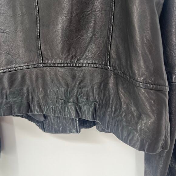J.Crew Collection Washed Leather Motorcycle Jacket Black Women's Size XXL - Picture 10 of 16